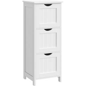WOLTU Mobile da Bagno, Mobiletto Bagno Salvaspazio, con 3 Cassetti, 32 x 30 x 81 cm, Armadio Autoportante, per Sala da Pranzo, Cucina, Stile Moderno, Bianco BZS123ws