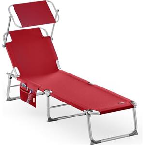 CASARIA® Lettino Ibiza 190x59cm Carico Max 150 Kg Pieghevole Sdraio Alluminio Prendisole Mare Giardino con Tettuccio Trasportabile