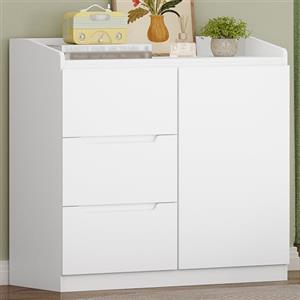 Hzuaneri Cassettiera, 3 cassetti, Cassettiera Camera da Letto con Piano di Lavoro, Mobile Ingresso, Stile Moderno, Adatto per Soggiorno, Camera da Letto, Corridoio, 40 x 80 x 87 cm, Bianco DC12303X