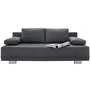 AVANTI TRENDSTORE - Jobla - Divano con funzione letto e cassettone integrato, in microfibra di colore grigio scuro. Dimensioni: LAP 190x78x85 cm
