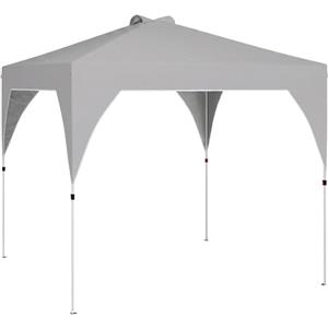 Outsunny Gazebo Pieghevole 3x3m Pop Up con Pulsante Centrale Facile da Montare, Gazebo da Giardino con Altezza Regolabile, Prese d'Aria, Sacchi di Sabbia, Borsa, UV50+ per Feste Esterno, Grigio Scuro