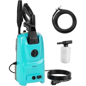Outsunny Idropulitrice ad Alta Pressione 1500W, 120 Bar, Portata Max 390 l/h, Idropulitrice Elettrica con Ugello Regolabile e Pistola, Tubo da 6 m, Pompa in Alluminio, per Auto Casa Giardino, Blu