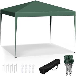 WOLTU Gazebo da Giardino Richiudibile 3x3m Gazebo da Esterno in Ferro Regolabile in Altezza Tendone Pieghevole Protezione Solare, Facile da Montare Verde