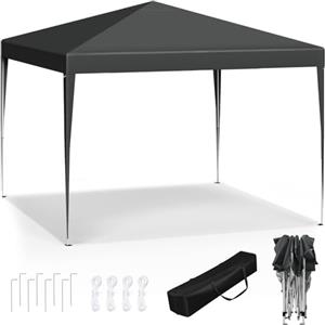 WOLTU Gazebo da Giardino Richiudibile 3x3m Gazebo da Esterno in Ferro Regolabile in Altezza Tendone Pieghevole, Protezione Solare, Facile da Montare Antracite