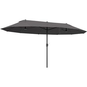 Outsunny Ombrellone da Giardino Doppio da Giardino 4.6x2.7 m a 12 Stecche con Prese d'Aria e Manovella, Ombrellone per Esterno in Acciaio e Poliestere, Anti UV, per Balcone e Terrazza, Grigio