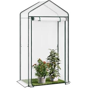 WOLTU Serra da Giardino con Porte Avvolgibili, Serra da Balcone, Telo in Rete PE 140 g/m², per Piante Idrorepellente, 4 Picchetti, 100x50x190 cm, Bianco