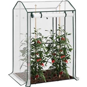 WOLTU Serra da Giardino con Porte Avvolgibili, Serra da Balcone, Telo in Rete PE 140 g/m², per Piante Idrorepellente a Fori Rotondi per Piantare Pomodori Rampicanti e Altro, Bianco