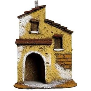 Chianese Casa per Presepe Casetta Realizzata a Mano in Legno e Sughero per Realizzazioni di Scenari Presepiali per Pastori da 4 cm H11 L16 P10,5