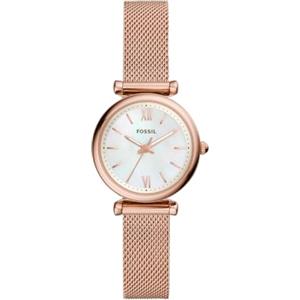Fossil Orologio Carlie da donna, Movimento al quarzo a tre lancette in tonalità oro rosa con cinturino in acciaio inossidabile, Tono Oro Rosa E Bianco, 29 mm