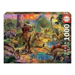 Educa - Puzzle 1000 pezzi Terra di dinosauri | Puzzle preistoria | Misura 68x48 cm | Include colla Fix | Per adulti 14+ (17655)