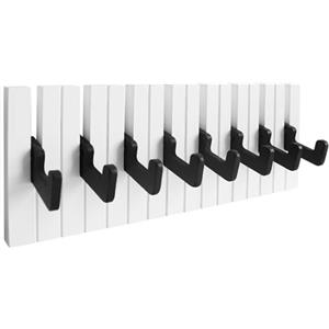RICOO Appendiabiti da parete in legno WM1886-M - Appendiabiti multifunzionali e moderni per casa e ufficio - Design pratico e bianco e nero - 39x15x2cm