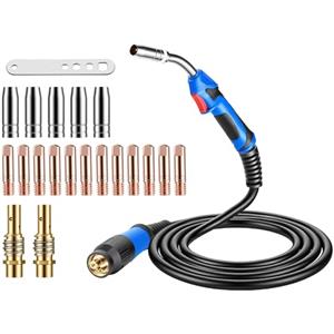 BOSYTRO Kit Cannola per Saldatura MIG/MAG MB25KD, 3m Torcia di Saldatura, con Connettore Euro, Set 20 Pezzi Deteriorabili incl. 250A per Saldatura CO₂/Argon in Officina & Industria