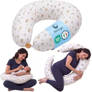 DOLCI SOGNI Cuscino Gravidanza e Allattamento Multiuso | Cuscino Gravidanza per Dormire | 100% Cotone OEKO-TEX Sfoderabile | Regalo Donna Incinta premaman