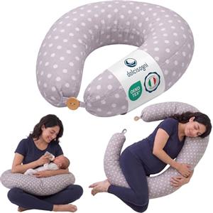 DOLCI SOGNI Cuscino Gravidanza e Allattamento Multiuso | Cuscino Gravidanza per Dormire | 100% Cotone OEKO-TEX Sfoderabile | Regalo Donna Incinta premaman