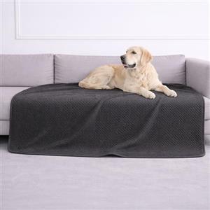 Dreamzie Coperta Impermeabile 127x152cm - Cerata Letto Matrimoniale Reversibile e Lavabile in Lavatrice in Pile Sherpa per Letto o Divano - Copridivano impermeabile per animali - Grigio scuro