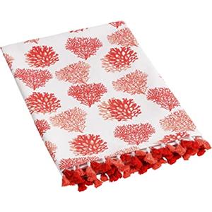 Baroni Home Telo Mare e Pareo con Nappe Colorate 80% Cotone 20% Poliestere, Telo Hammam Multiuso per Spiaggia, Yoga e Piscina Super Assorbente, Asciugatura Rapida, Coralli Rossi 170x90 cm