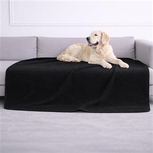 Dreamzie Coperta Impermeabile 127x152cm - Cerata Letto Matrimoniale Reversibile e Lavabile in Lavatrice in Pile Sherpa per Letto o Divano - Copridivano impermeabile per animali - Nero
