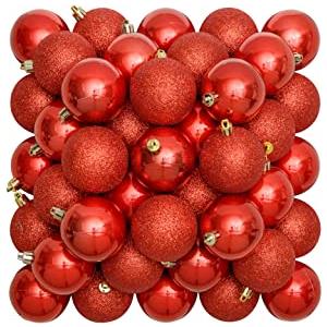 Baroni Home Palle di Natale 96 pezzi, Palline Natalizie per Decorazioni Addobbi Ø 6 cm Rosso Lucide e Glitter