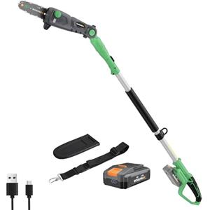 WORKPROX Potatore Telescopico su Asta 20V per la Potatura di Rami Alti, Motosega a Batteria 4,0Ah, Estensione fino a 4,5 m, Lama da 20 cm, Angolazione Regolabile, Lubrificazione Automatica