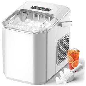 Acmeenjoy Macchina Ghiaccio 12kg/24h, Macchina del Ghiaccio Casa Autopulente 1,5L, Macchina per il Ghiaccio Professionale, Pronto in 6 Minuti, con Maniglia/Silenzioso/Paletta/Cestello, Nero