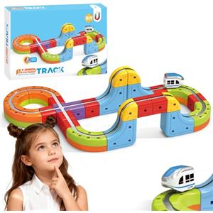 YESHIN Trenino Elettrico Cubo, Set di Binari Magici Clickrail, Set di Costruzioni di Treni Fai-da-Te con Layout 3D che Defiono la Gravità, Giocattolo Ferroviario Elettrico per Bambini, Regalo per