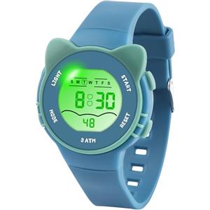 DTKID Orologio Digitale Bambino LED a 7 Colori, Orologio Bambino con Sveglia, Timer, Datario, Impermeabile Orologi per Bambini Sportivo da Esterno, per Ragazzi Ragazze e Adolescenti