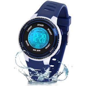 DTKID Orologio Digitale Bambino LED a 7 Colori, Orologio Bambino con Sveglia, Timer, Datario, Impermeabile Orologi per Bambini Sportivo da Esterno, per Ragazzi Ragazze e Adolescenti