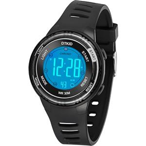 DTKID Orologio Digitale Bambino LED a 7 Colori, Orologio Bambino con Sveglia, Timer, Datario, Impermeabile Orologi per Bambini Sportivo da Esterno, per Ragazzi Ragazze e Adolescenti