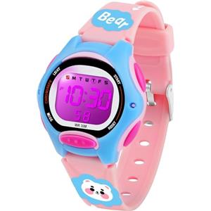 DTKID Orologio Digitale Bambino LED a 7 Colori, Orologio Bambino con Sveglia, Timer, Datario, Impermeabile Orologi per Bambini Sportivo da Esterno, per Ragazzi Ragazze e Adolescenti