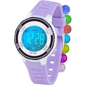 DTKID Orologio Digitale Bambino LED a 7 Colori, Orologio Bambino con Sveglia, Timer, Datario, Impermeabile Orologi per Bambini Sportivo da Esterno, per Ragazzi Ragazze e Adolescenti