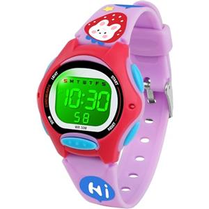 DTKID Orologio Digitale Bambino LED a 7 Colori, Orologio Bambino con Sveglia, Timer, Datario, Impermeabile Orologi per Bambini Sportivo da Esterno, per Ragazzi Ragazze e Adolescenti