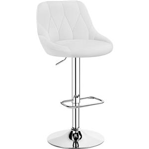 Yaheetech Sgabello Bar Alto Cucina in Similpelle Moderno Schienale Bianco