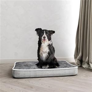Italian Bed Linen Cuscinone 4 stagioni per cani e gatti, cuscino sfoderabile con zip e lavabile - Letto imbottito, cuccia in pile per l'inverno e tessuto waterproof per l'estate - 89x65 cm GRIGIO CHIARO