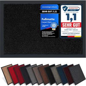 Carpet Diem Zerbino 40 x 60 cm - Tappeto ingresso antisporco - Interno ed Zerbino da Esterno, Tappetino antiscivolo per Porta, Tappeto antisporco per Porta d Ingresso - Nero