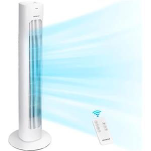 Aigostar Ventilatore a Torre Silenzioso con Telecomando, 3 Velocità, 3 Modalità, Ventilatore a Colonna, Oscillazione a 70°, Timer 7 ore, Display LED, Adatto per Casa e Ufficio, 50W, Bianco