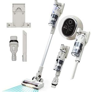 KLARSTEIN Larma Aspirapolvere Senza Fili, Scopa Elettrica Senza Fili con Filtro EPA, Aspirapolvere Senza Sacco con Testa Girevole 180°, Aspirapolvere Senza Filo Potente con Sensore Smart Dust, Grigio