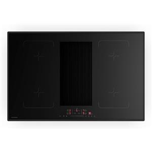 Klarstein Velaire Flex Piano Induzione con Cappa Integrata - 80cm, 4 Zone, 8400W Boost, Touch Slider, Timer, Blocco Bambini, Cappa 597 m³/h, Vetro Nero, Piano Cottura Cappa Integrata