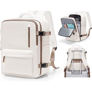 BJLFS Borse da Cabina per Ryanair 40×30×20 Zaino da Viaggio con Sottovuoto Bagaglio a Mano 40x20x25 Easyjet 45×36×20,Zaino Wizzair 40x30x20,Zaino Casual per laptop da 14 pollici,Beige Marrone