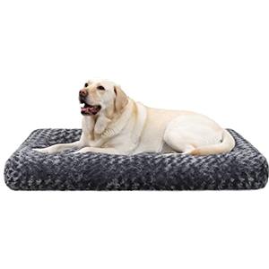 KSIIA Cuscino per Cani Taglia Grande e Media, Cuccia Cane Interno, 90x60cm, Base Antiscivolo, Lettino per Cani, Lavabile in Lavatrice, Materassino Cane, Grigio scuro