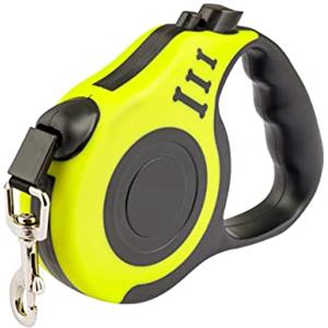 Baroni Home Guinzaglio per Cani Retrattile per cani si ogni dimensione, Laccio 5 M Resistente, con Pulsanti per Blocco e avvolgimento, Giallo