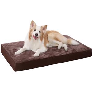 KSIIA Cuscino Cane Media, Cuccia Cane Interno, Sfoderabile e Lavabile, Letto per Cani Ortopedico, Divano per Cani, Base Antiscivolo, Marrone 88x55x7cm