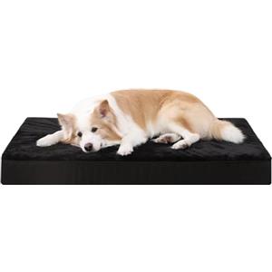 KSIIA Cuscino Cane Media, Cuccia Cane Interno, Sfoderabile e Lavabile, Letto per Cani Ortopedico, Divano per Cani, Base Antiscivolo, Nero 90x55x7cm