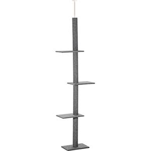 PawHut Albero Tiragraffi per Gatti a 4 Livelli 43x27x228-260cm Grigio