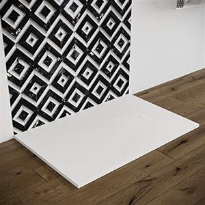 MarinelliGroup Piatto doccia effetto pietra ardesia stone smc (no marmoresina) BEIGE BIANCO NERO 70 80 90 100 120 140 160 180 cm piletta inclusa. Euclide (80x160 cm, Bianco)