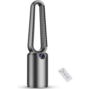 Timiyou Ventilatore a Torre senza Pale/Silenzioso (25dB), 85 cm con Oscillazione 90° - Telecomando, Timer 12 ore, Purificatore d'Aria, 24 Velocità & 3 Modalità - per Camera da Letto/Casa/Ufficio/Portatile