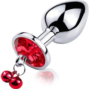 Yagaspantery Anal Butt Plug Metall, Anale Piastra Metallica,Butt Plug con Campanello e Diamanti,con Campanelle per Stimolare il Massaggio del Culo,per Uomo Donna Principianti Giocattoli del Sesso,Rosso