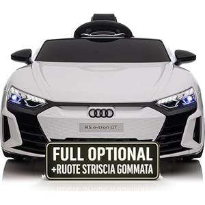 TOYSCAR Macchina Elettrica per Bambini Audi RS e-Tron Auto Elettrica per Bambini Telecomandata Sedile in Pelle Porte Apribili TAPPETINI Inclusi Doppio Motore Elettrico 12V Carico 25 kg Bianca