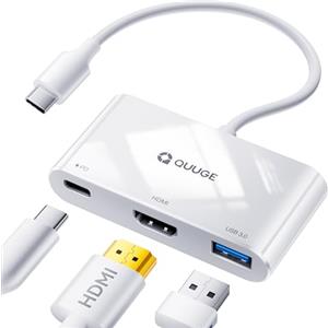 QUUGE Adattatore multiporta USB C Hub: QUUGE 3 in 1 USB C Hub con 4K HDMI, 100 W, porta dati USB 3.0, adattatore multiporta AV digitale per MacBook Pro/Air, e altri dispositivi USB-C