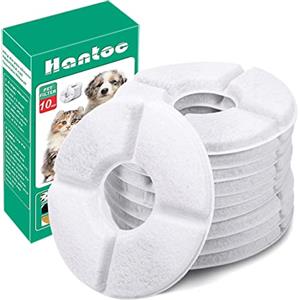 Hantoc 10 Pezzi Filtri Fontanella per Gatti, Hantoc Filtri di Ricambio per Gatto di Cane per 1.6L Fontanella Animali Domestici Filtri per Fontana con Resina e Carboni Attivi Tondo