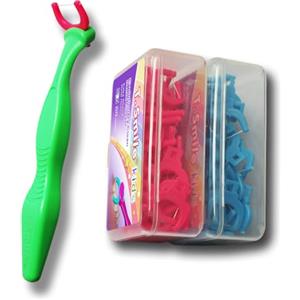 T.Smile Kids Evolutionary Clean Flosser, kit di ricariche con manico, per bambini dai 3 anni in su (manico verde + 120 ricariche)